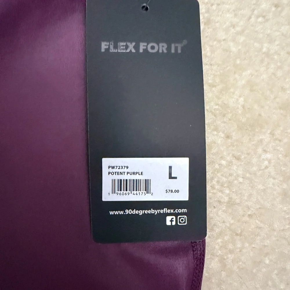 90 Degree By Reflex Potent Purple Flare Leggings - Picture 2 of 5